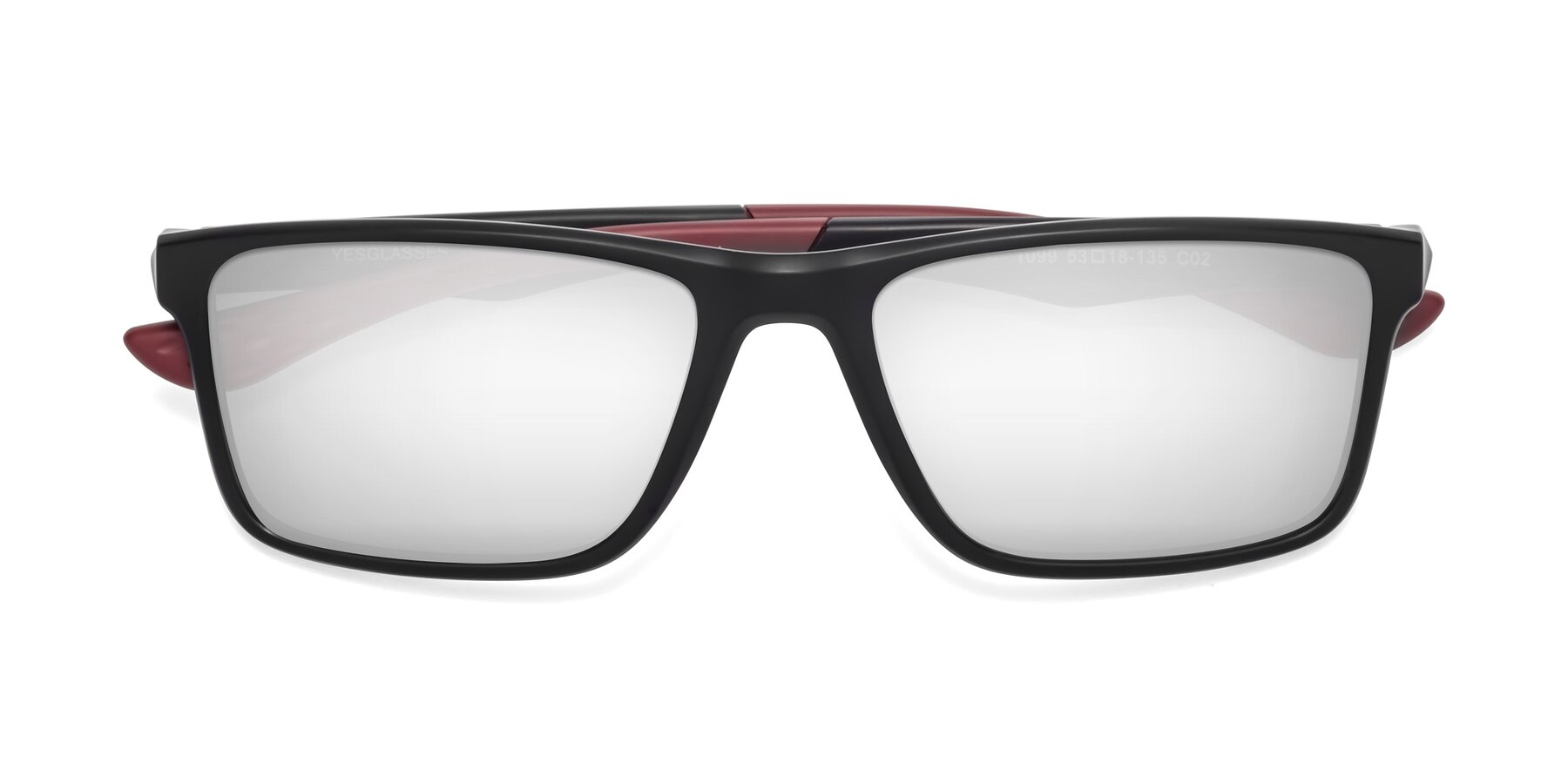 Folded Front of Engineer in Matte Black-Wine with Silver Mirrored Lenses