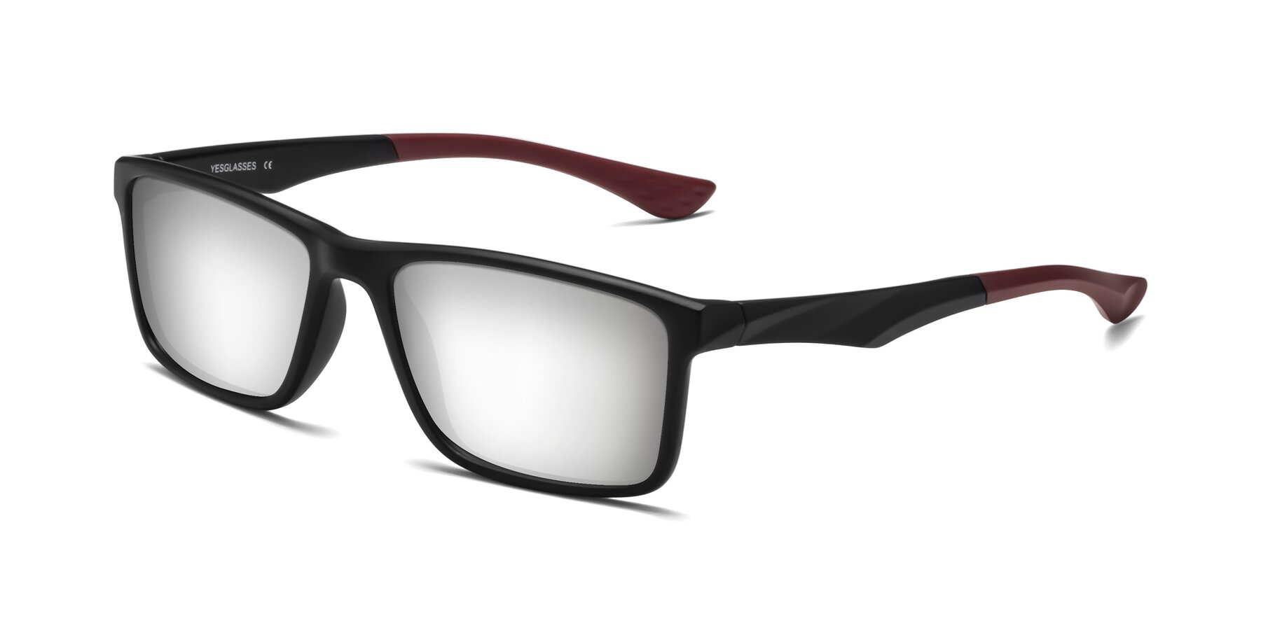 Angle of Engineer in Matte Black-Wine with Silver Mirrored Lenses