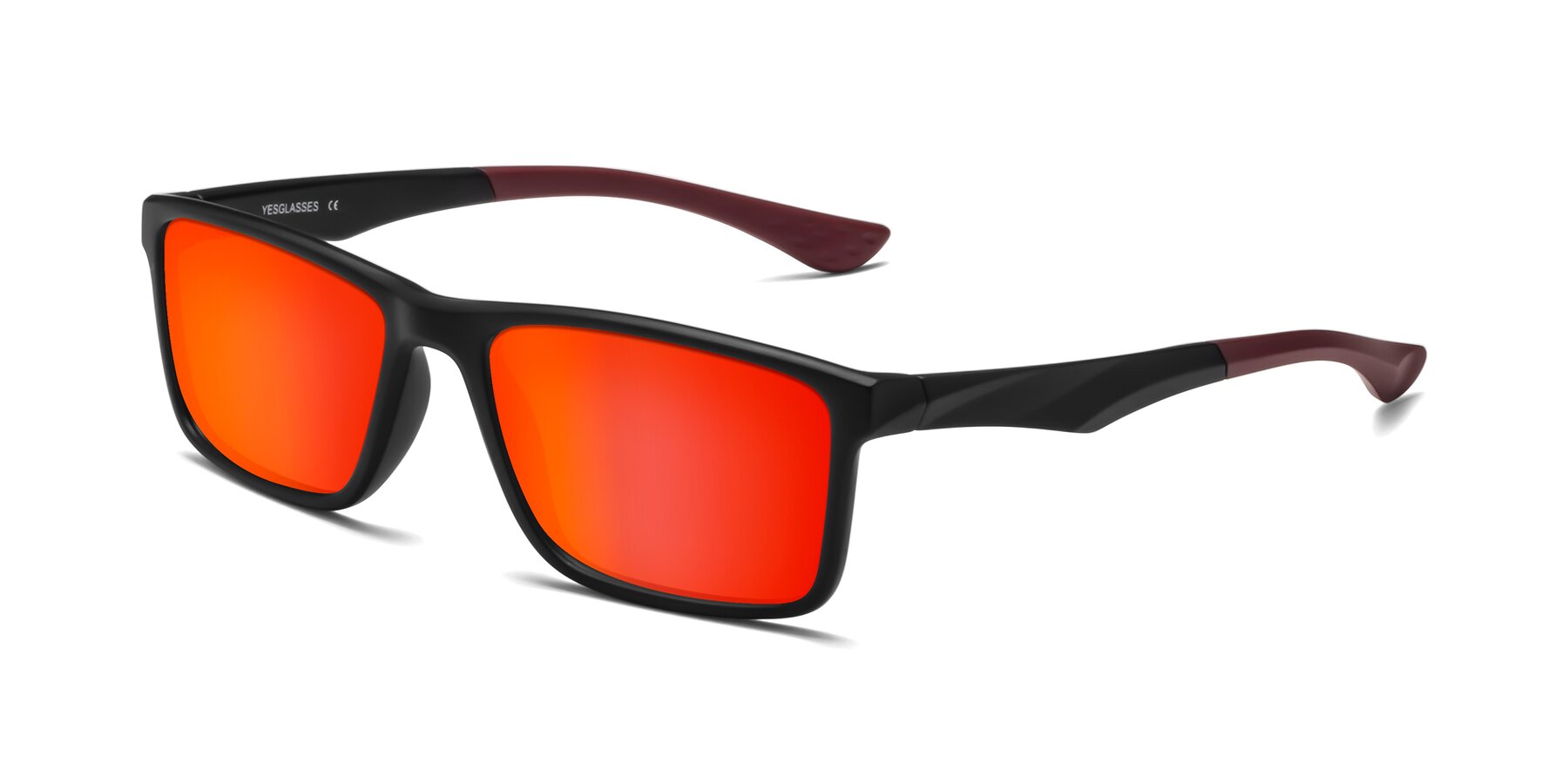 Angle of Engineer in Matte Black-Wine with Red Gold Mirrored Lenses