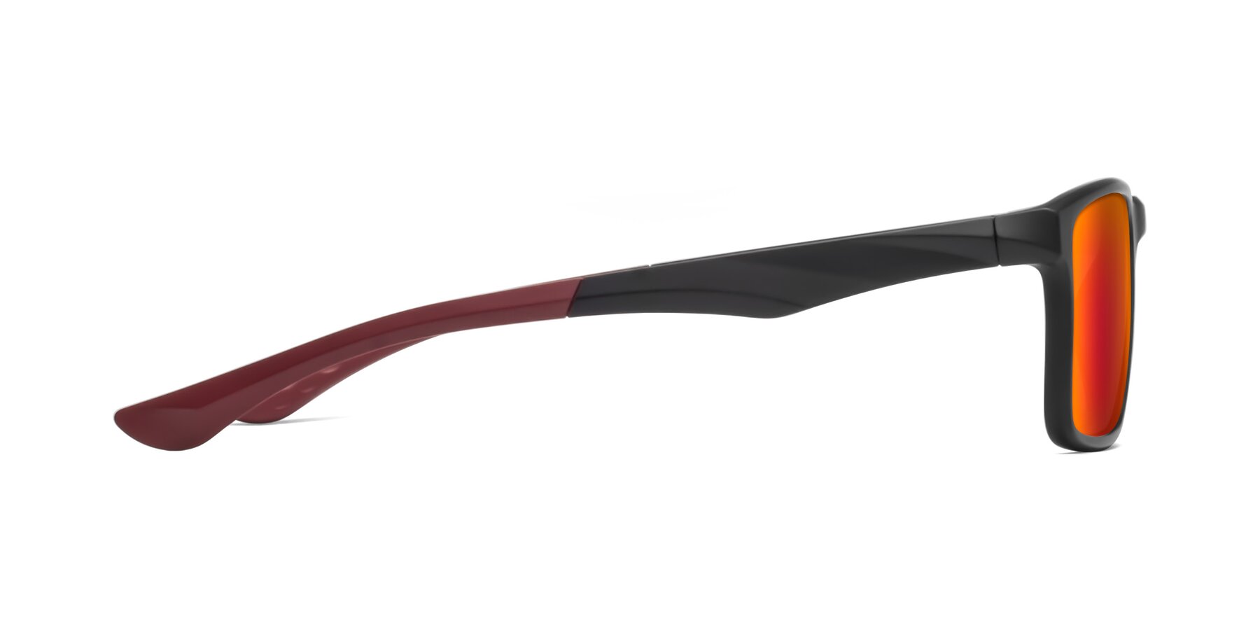Side of Engineer in Matte Black-Wine with Red Gold Mirrored Lenses