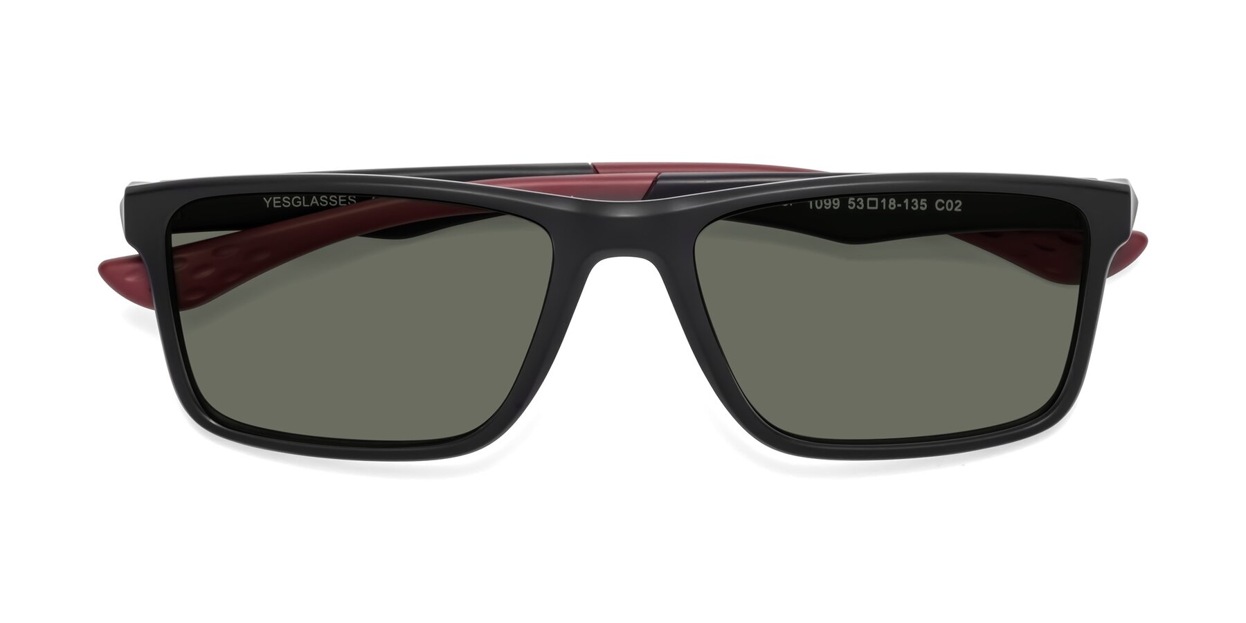 Folded Front of Engineer in Matte Black-Wine with Gray Polarized Lenses