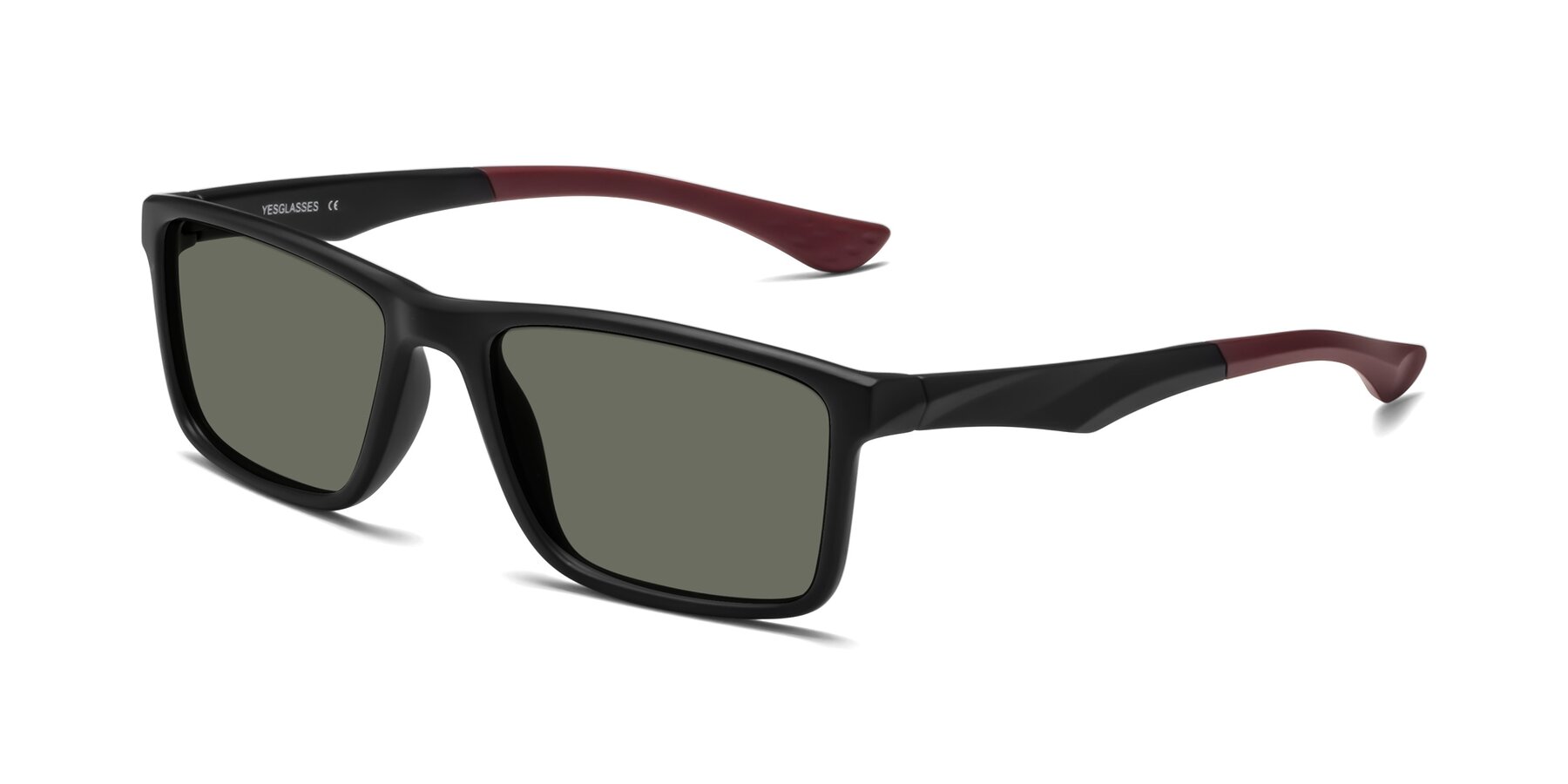 Angle of Engineer in Matte Black-Wine with Gray Polarized Lenses