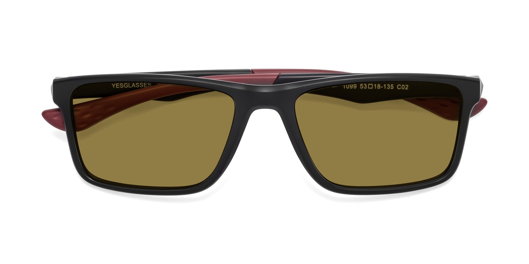 Folded Front of Engineer in Matte Black-Wine with Brown Polarized Lenses