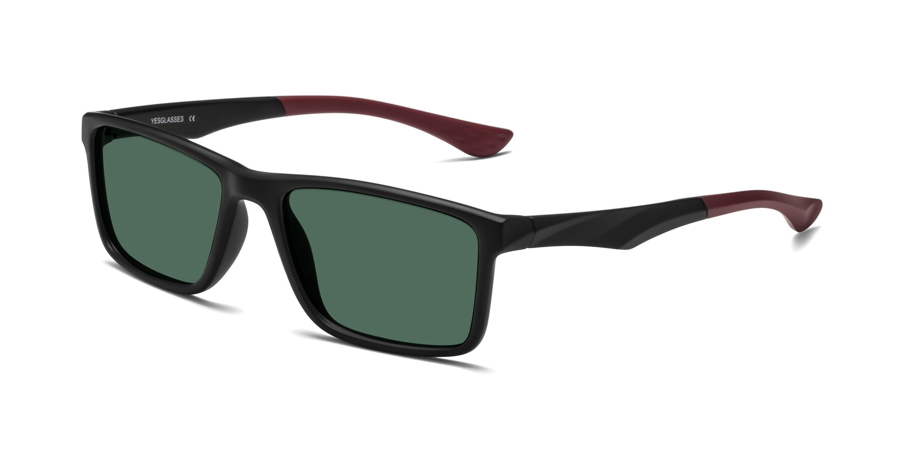 Angle of Engineer in Matte Black-Wine with Green Polarized Lenses