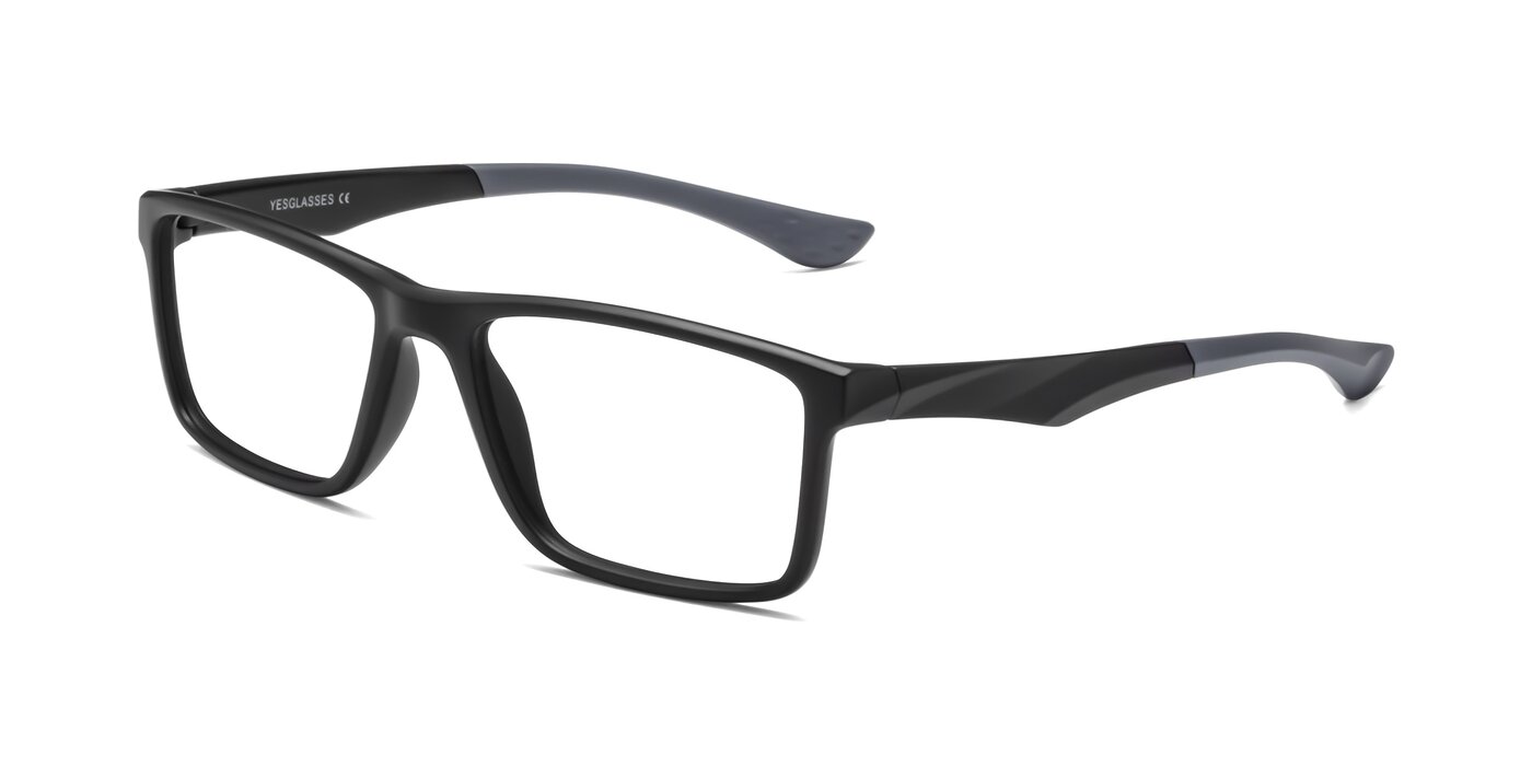 Matte Black-Gray Wrap Around TR90 Rectangle Eyeglasses - Engineer