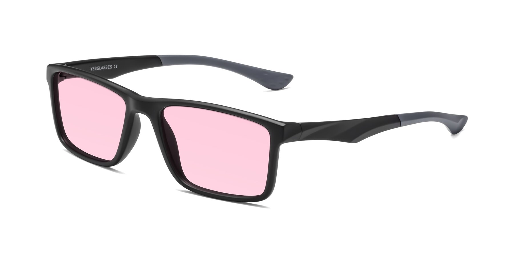 Angle of Engineer in Matte Black-Gray with Light Pink Tinted Lenses