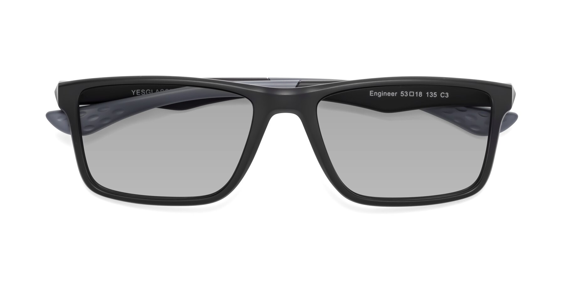 Folded Front of Engineer in Matte Black-Gray with Light Gray Tinted Lenses