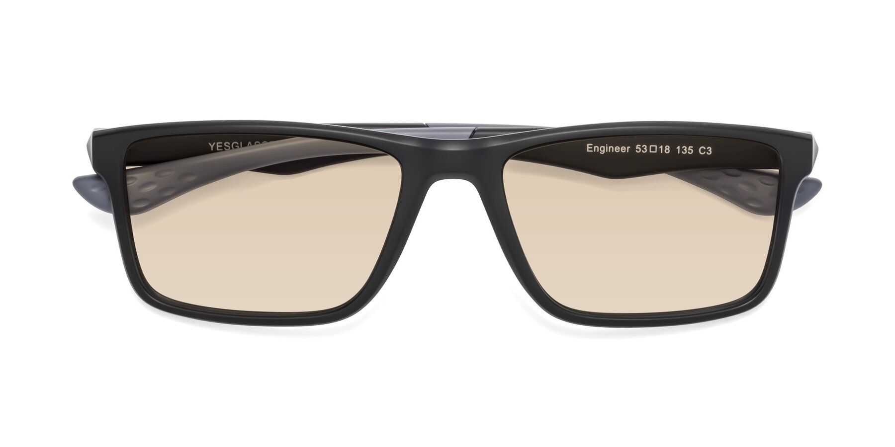 Folded Front of Engineer in Matte Black-Gray with Light Brown Tinted Lenses