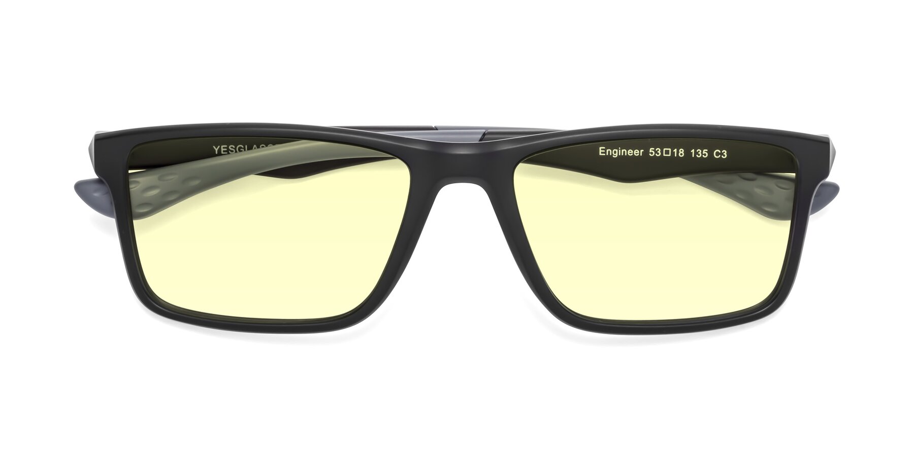 Folded Front of Engineer in Matte Black-Gray with Light Yellow Tinted Lenses