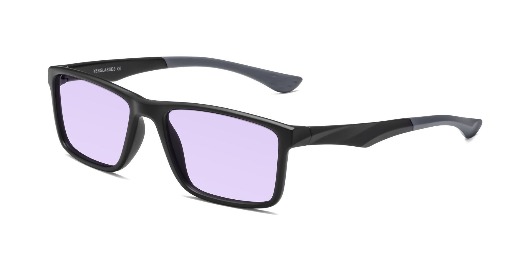 Angle of Engineer in Matte Black-Gray with Light Purple Tinted Lenses
