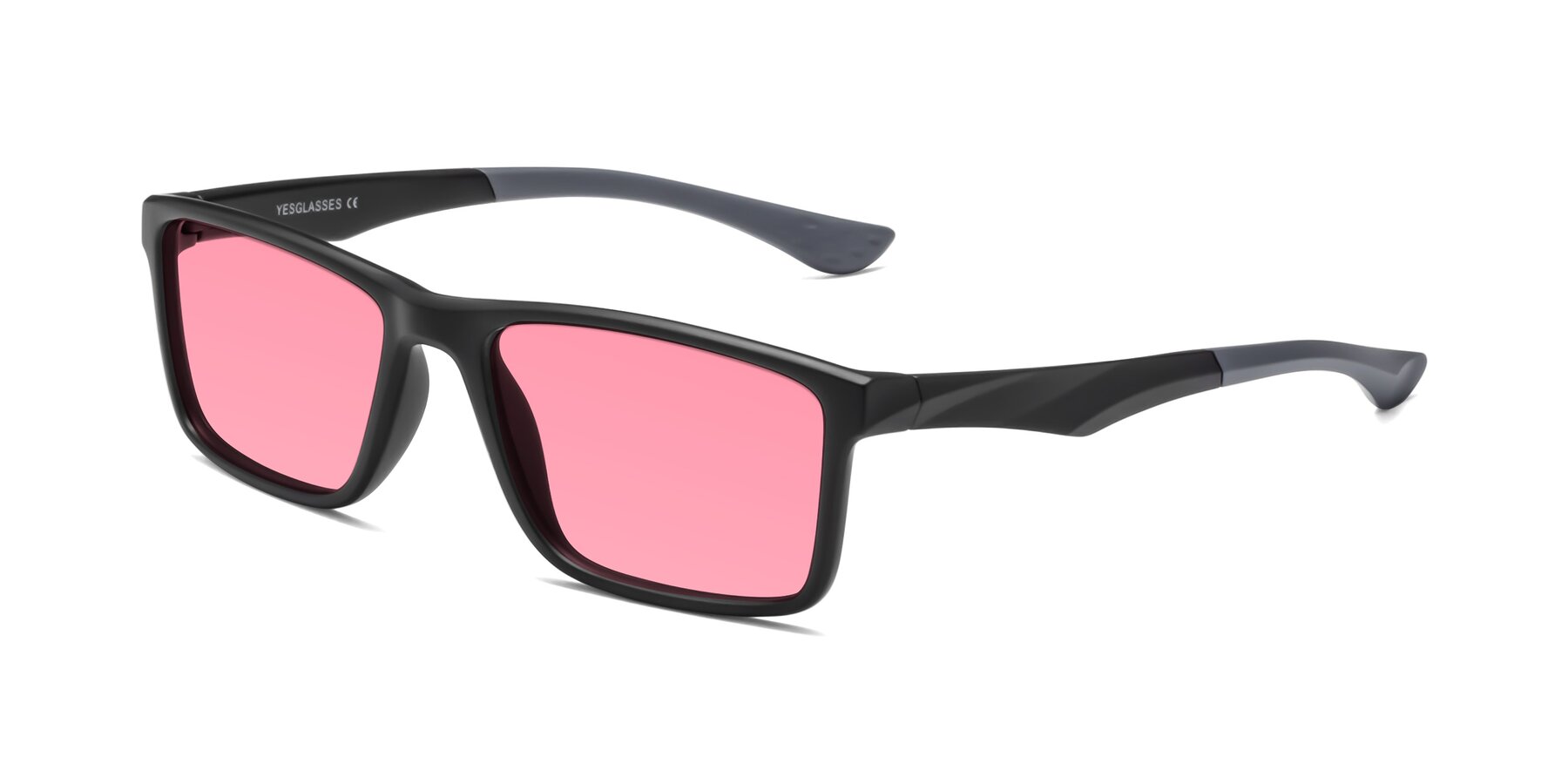Angle of Engineer in Matte Black-Gray with Pink Tinted Lenses