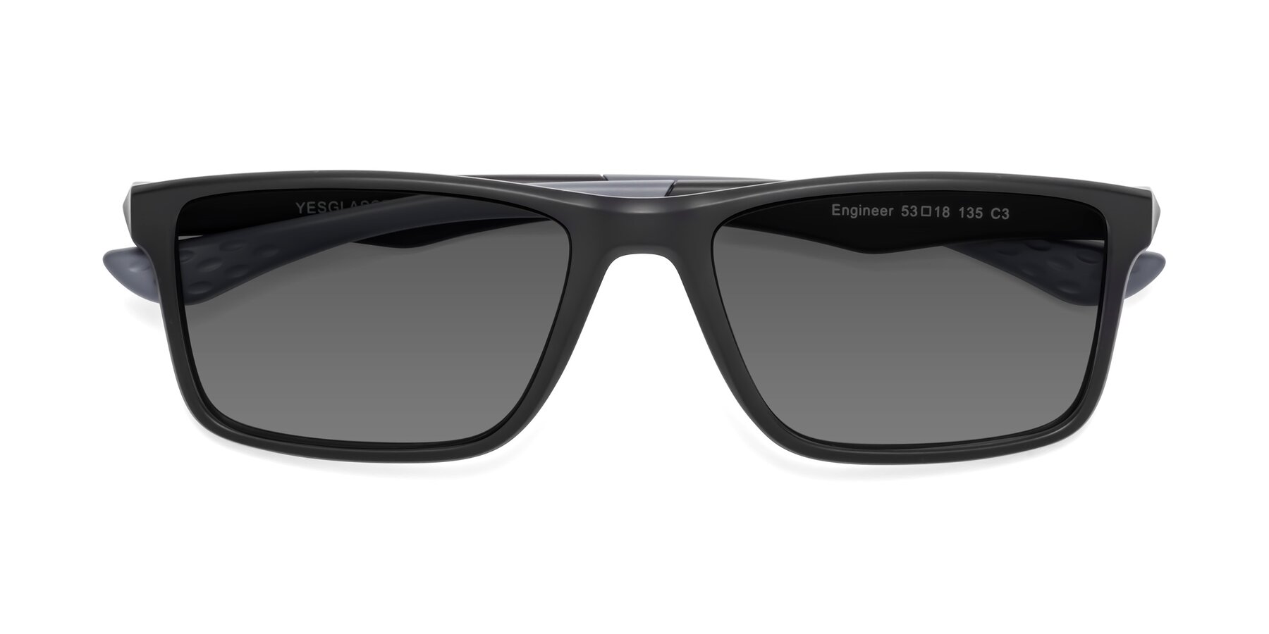 Folded Front of Engineer in Matte Black-Gray with Medium Gray Tinted Lenses