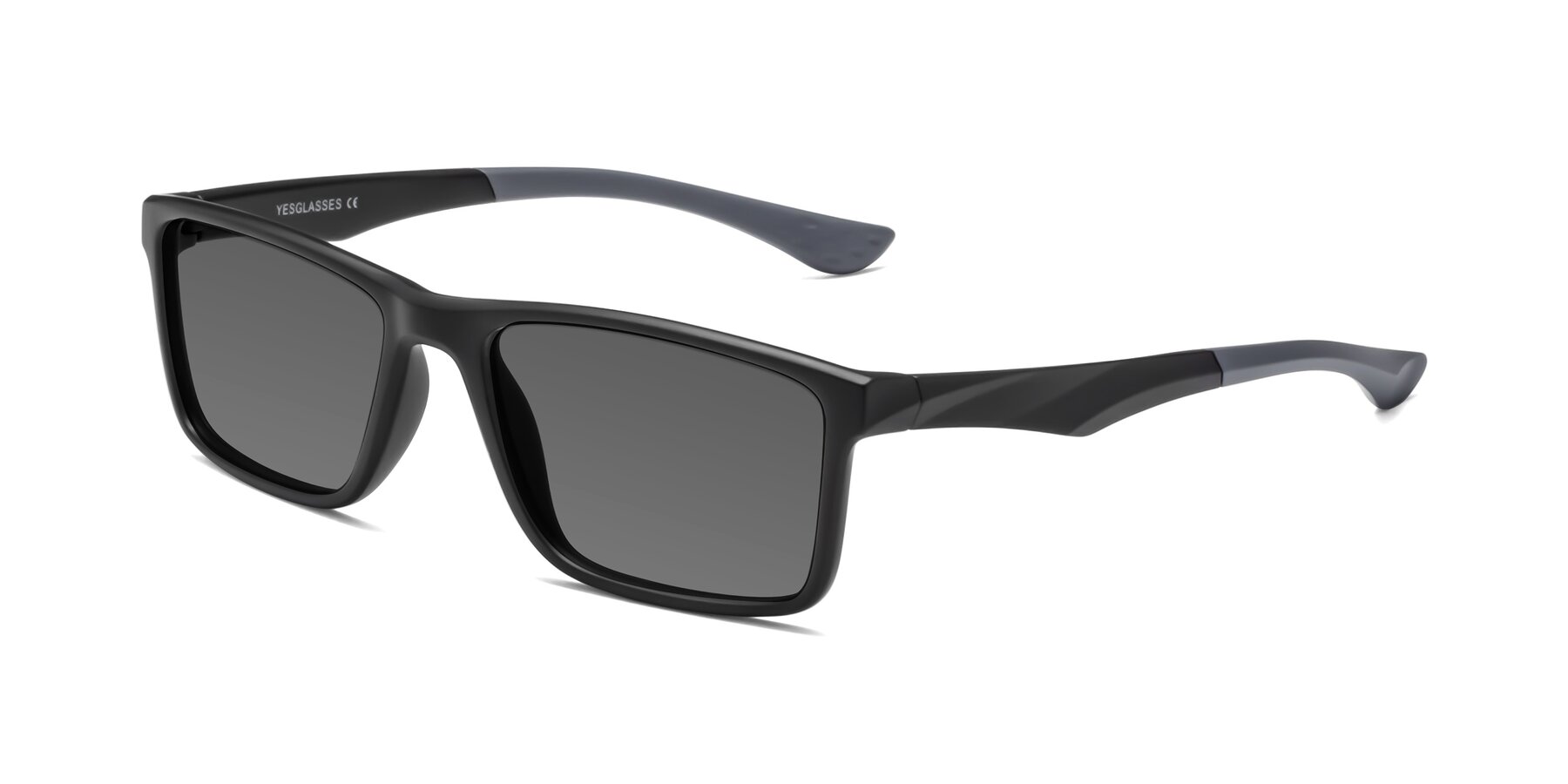 Angle of Engineer in Matte Black-Gray with Medium Gray Tinted Lenses