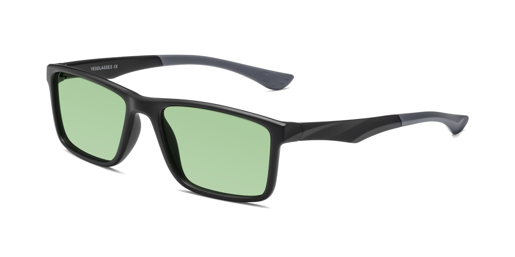 Angle of Engineer in Matte Black-Gray with Medium Green Tinted Lenses