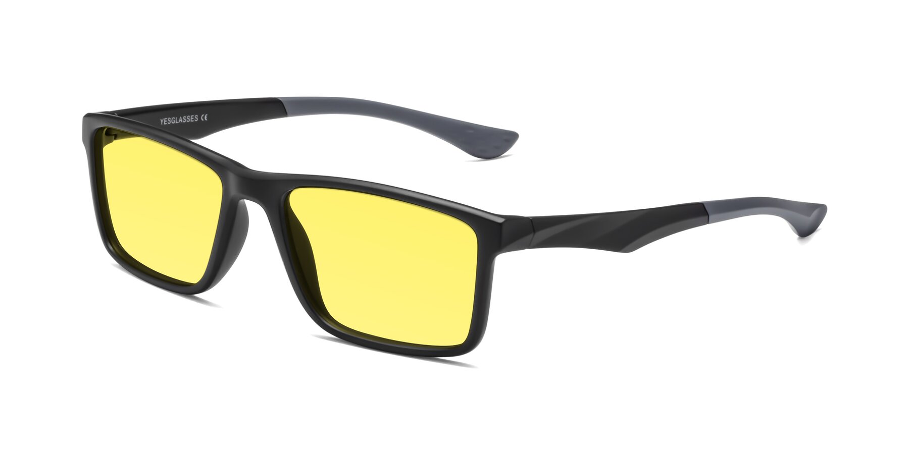 Angle of Engineer in Matte Black-Gray with Medium Yellow Tinted Lenses