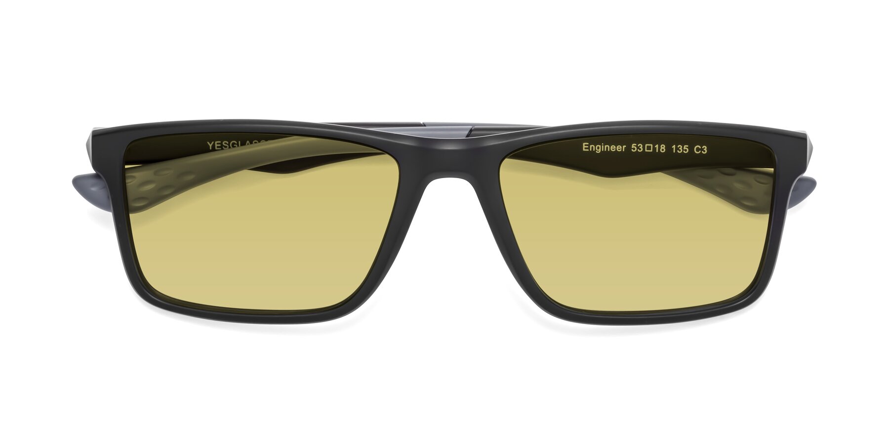 Folded Front of Engineer in Matte Black-Gray with Medium Champagne Tinted Lenses