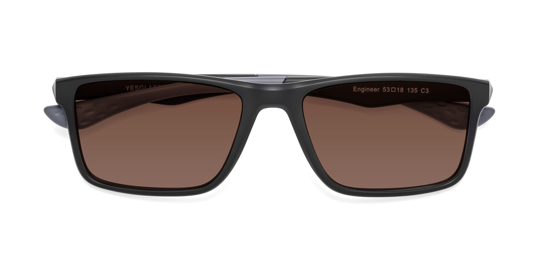 Folded Front of Engineer in Matte Black-Gray with Brown Tinted Lenses
