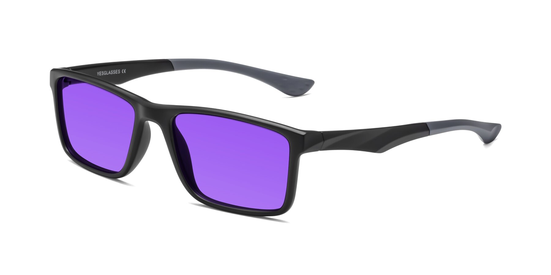 Angle of Engineer in Matte Black-Gray with Purple Tinted Lenses