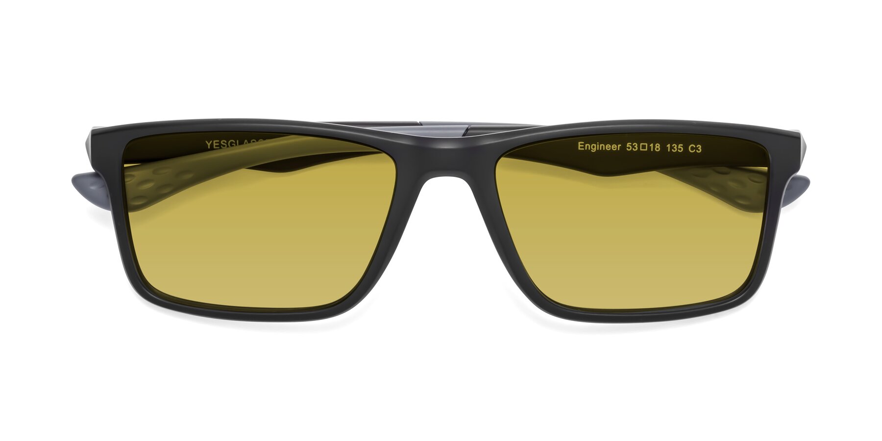 Folded Front of Engineer in Matte Black-Gray with Champagne Tinted Lenses