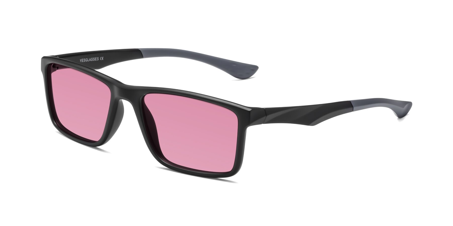 Angle of Engineer in Matte Black-Gray with Medium Wine Tinted Lenses