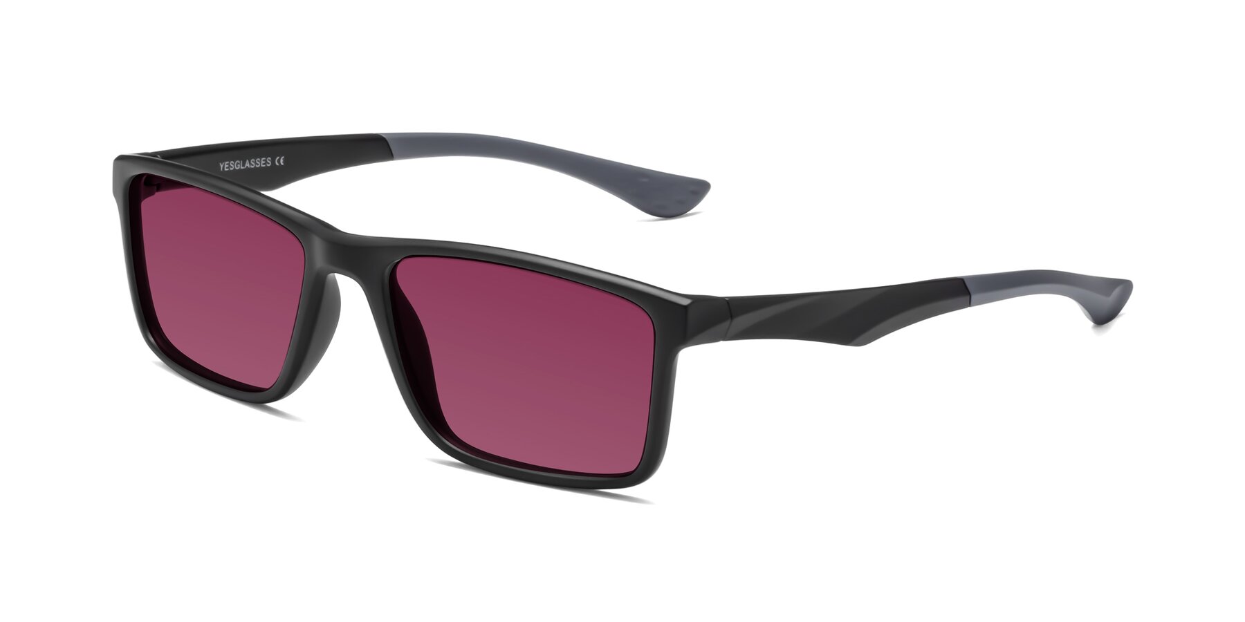 Angle of Engineer in Matte Black-Gray with Wine Tinted Lenses