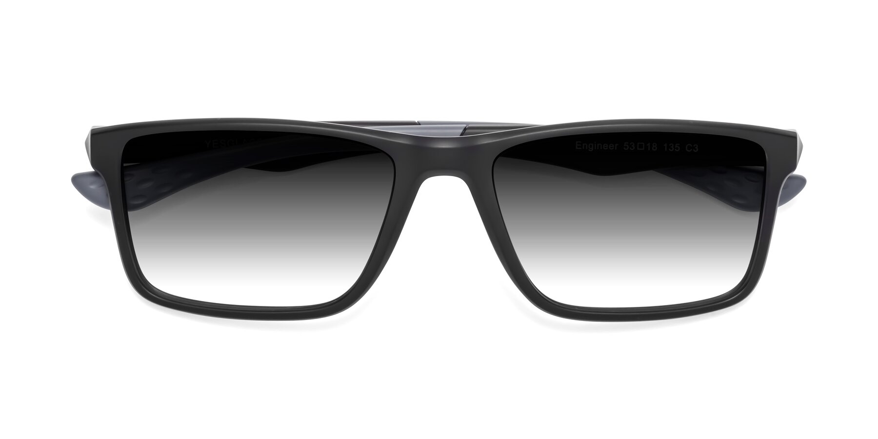 Folded Front of Engineer in Matte Black-Gray with Gray Gradient Lenses