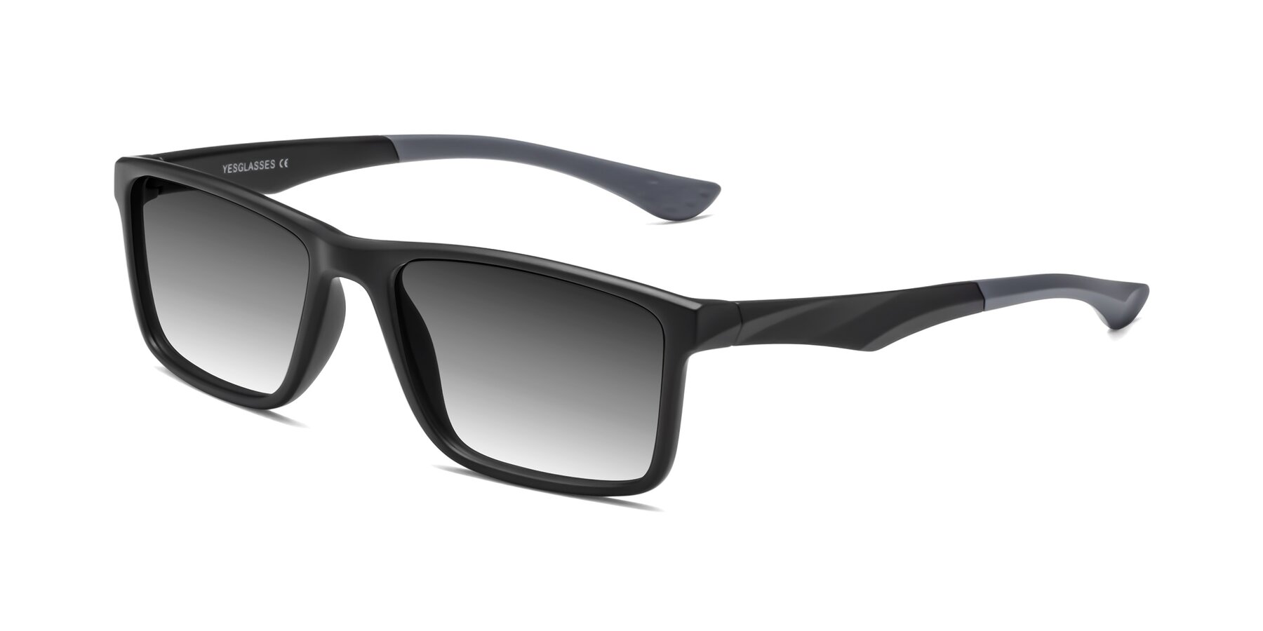 Angle of Engineer in Matte Black-Gray with Gray Gradient Lenses