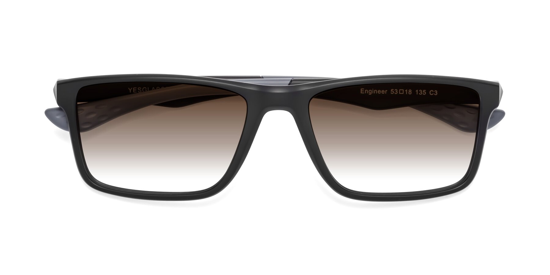 Folded Front of Engineer in Matte Black-Gray with Brown Gradient Lenses