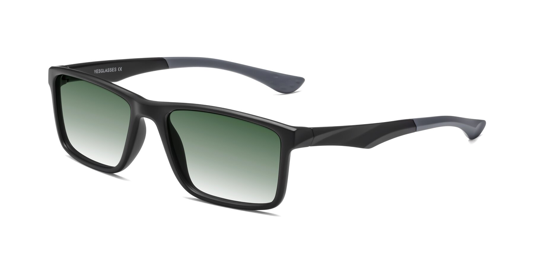 Angle of Engineer in Matte Black-Gray with Green Gradient Lenses