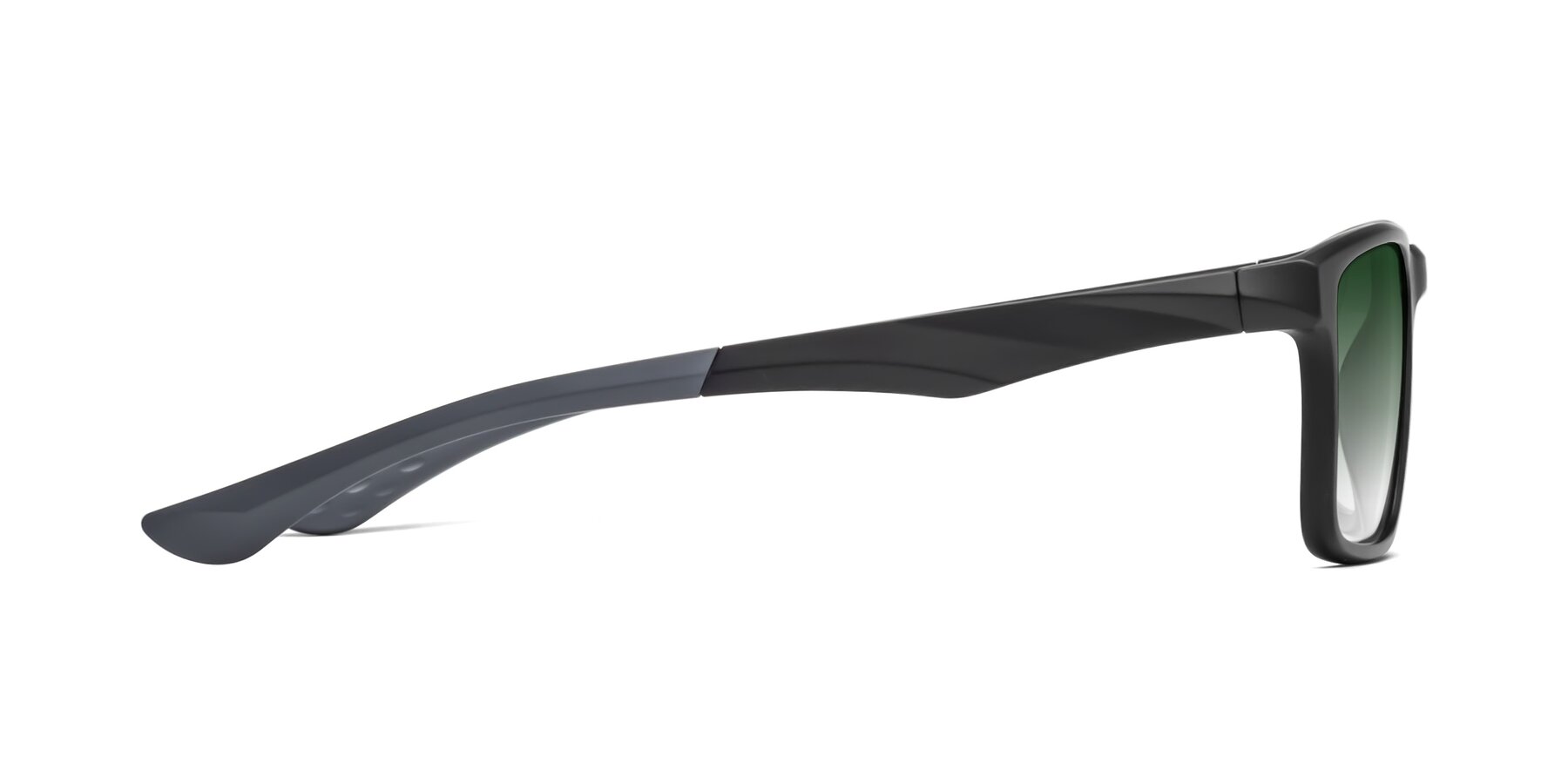 Side of Engineer in Matte Black-Gray with Green Gradient Lenses