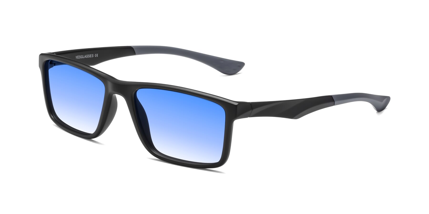 Angle of Engineer in Matte Black-Gray with Blue Gradient Lenses