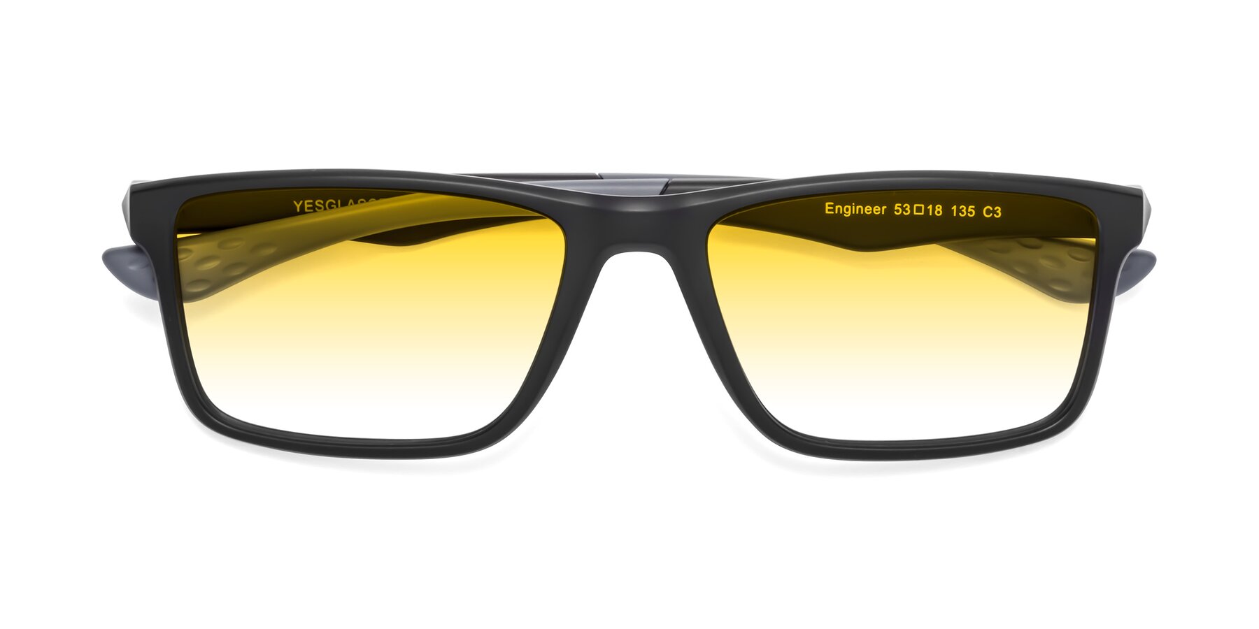 Folded Front of Engineer in Matte Black-Gray with Yellow Gradient Lenses