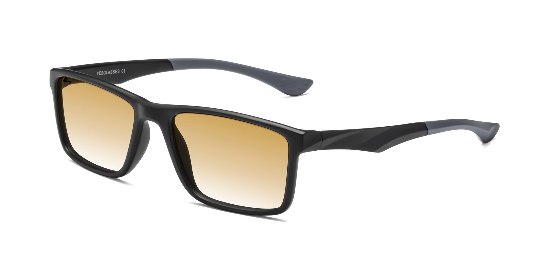 Angle of Engineer in Matte Black-Gray with Champagne Gradient Lenses