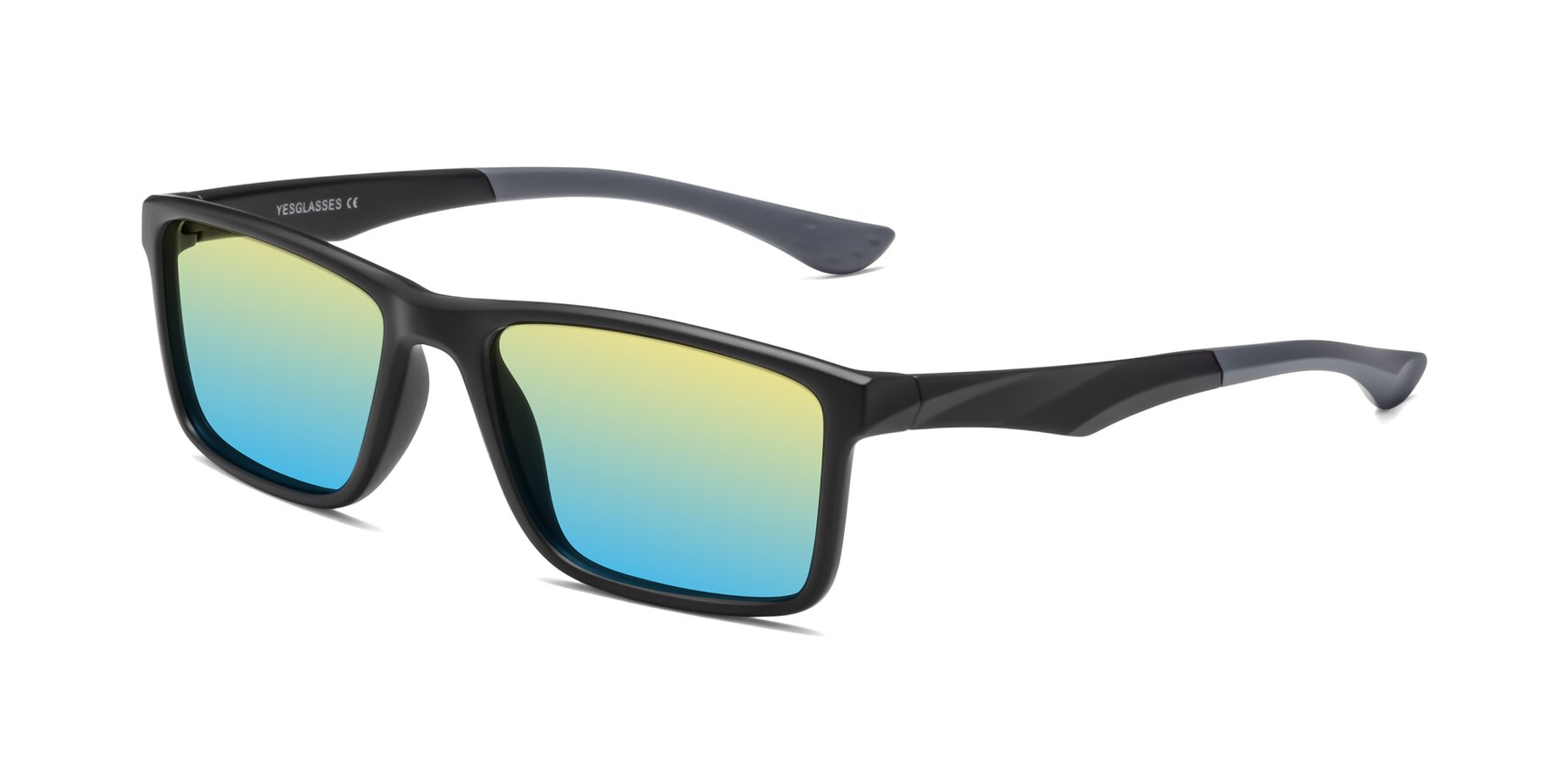Angle of Engineer in Matte Black-Gray with Yellow / Blue Gradient Lenses