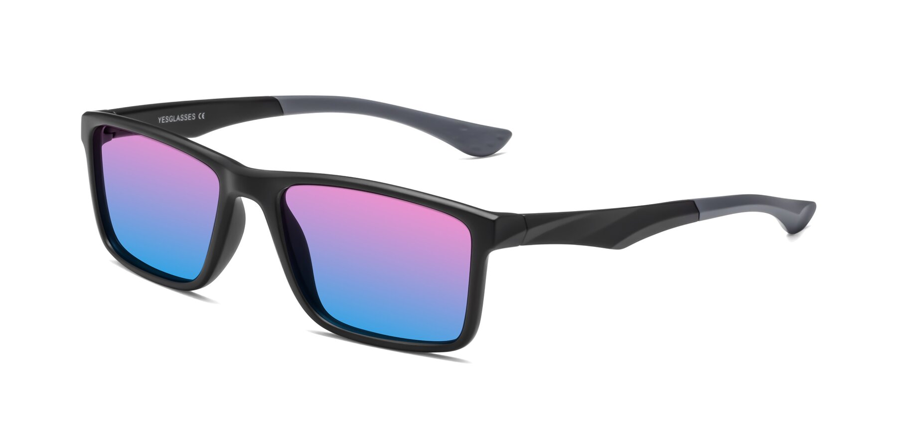 Angle of Engineer in Matte Black-Gray with Pink / Blue Gradient Lenses