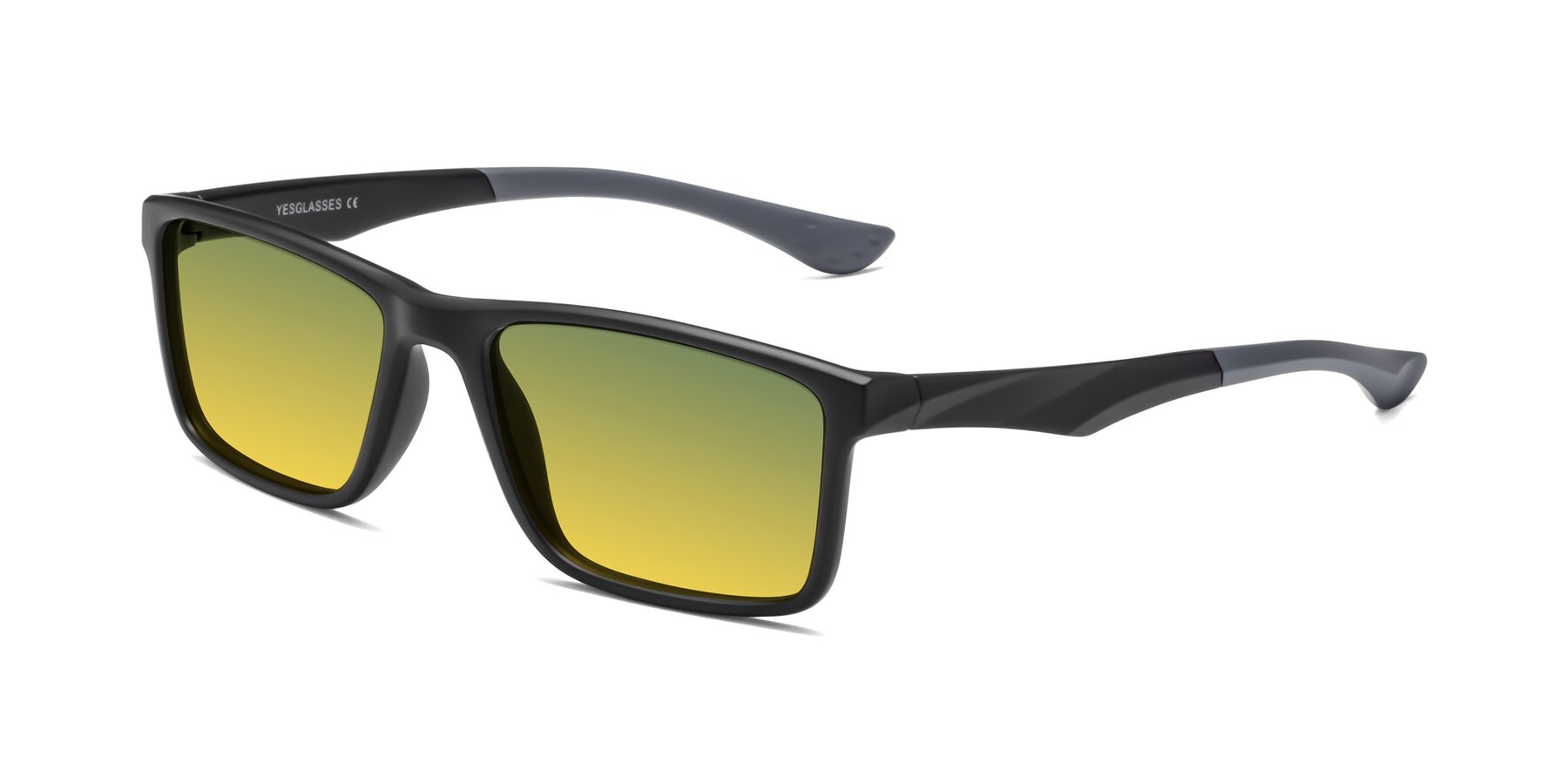 Angle of Engineer in Matte Black-Gray with Green / Yellow Gradient Lenses