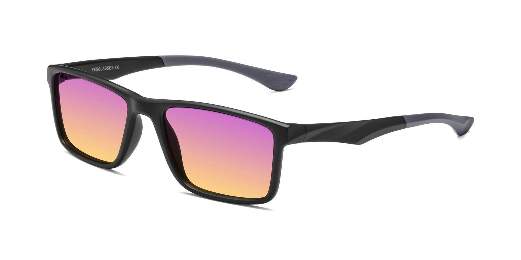 Angle of Engineer in Matte Black-Gray with Purple / Yellow Gradient Lenses