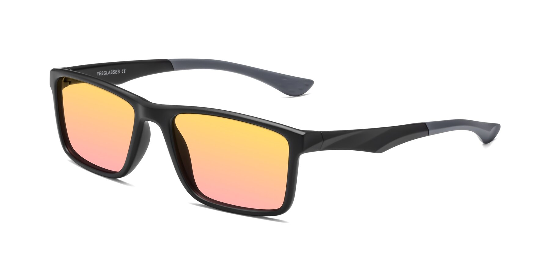 Angle of Engineer in Matte Black-Gray with Yellow / Pink Gradient Lenses