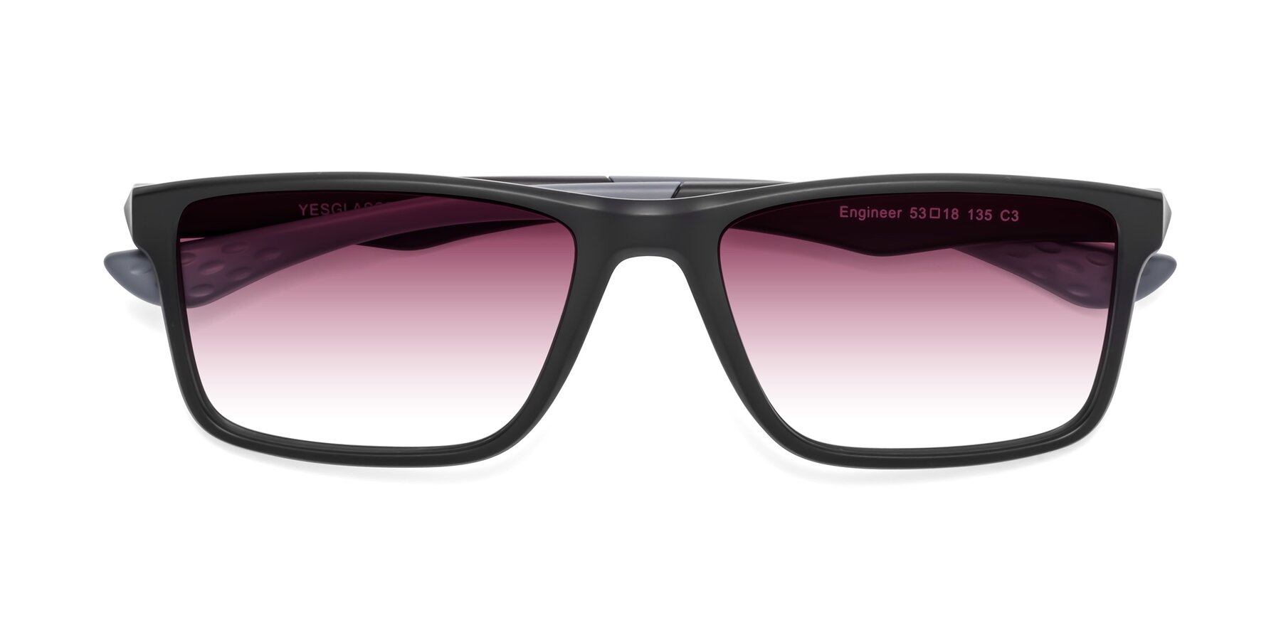 Folded Front of Engineer in Matte Black-Gray with Wine Gradient Lenses