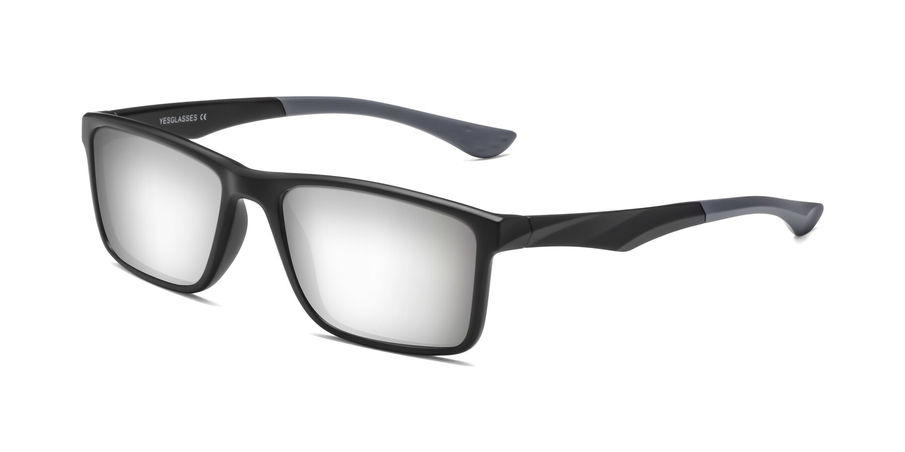 Angle of Engineer in Matte Black-Gray with Silver Mirrored Lenses