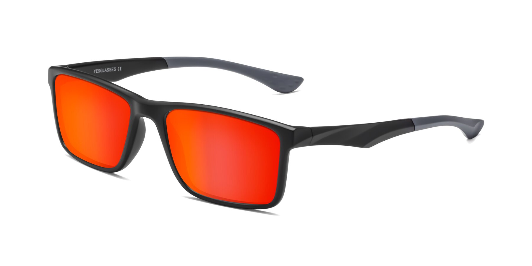 Angle of Engineer in Matte Black-Gray with Red Gold Mirrored Lenses