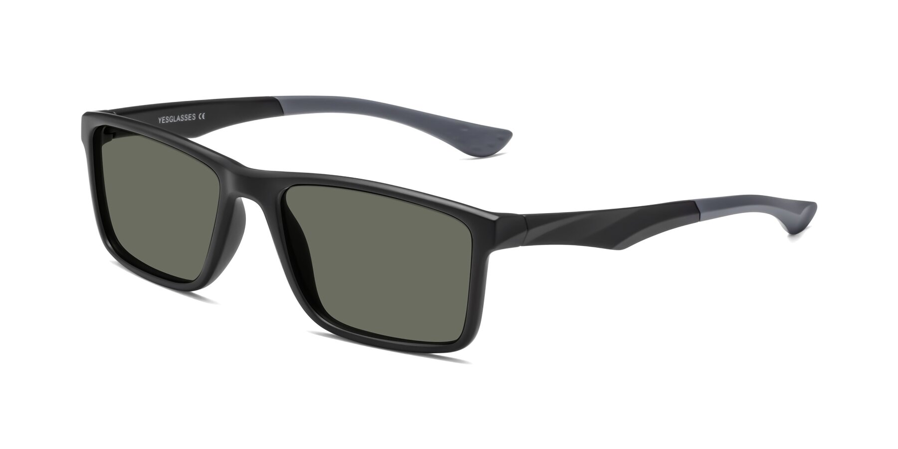Angle of Engineer in Matte Black-Gray with Gray Polarized Lenses