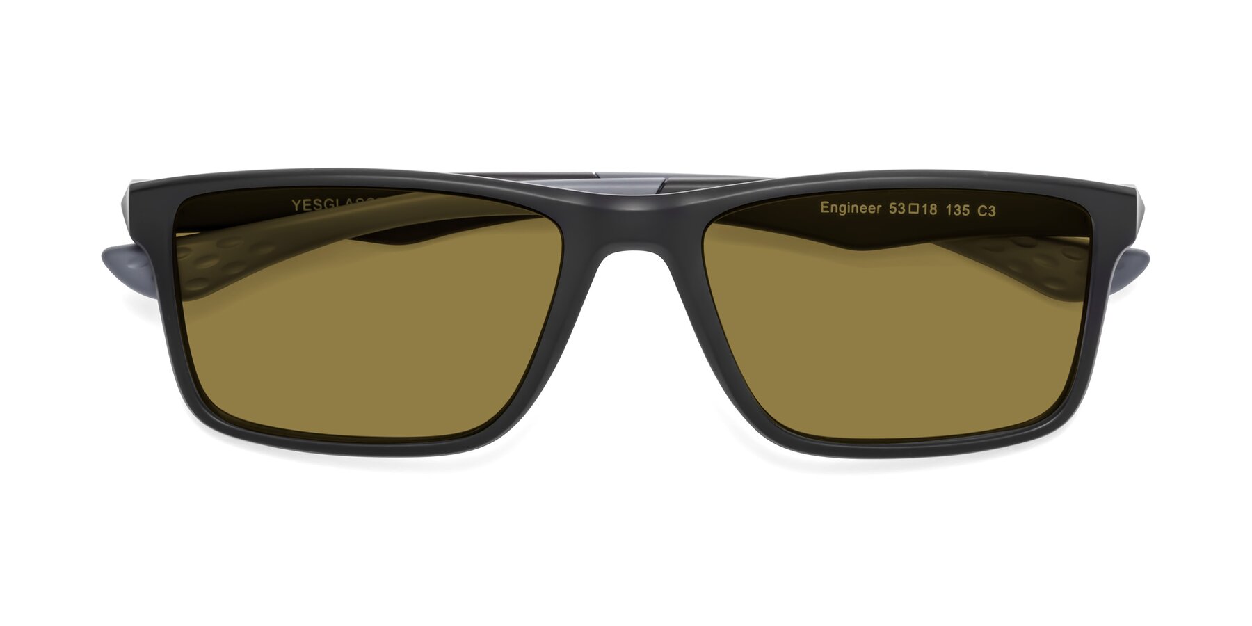 Folded Front of Engineer in Matte Black-Gray with Brown Polarized Lenses