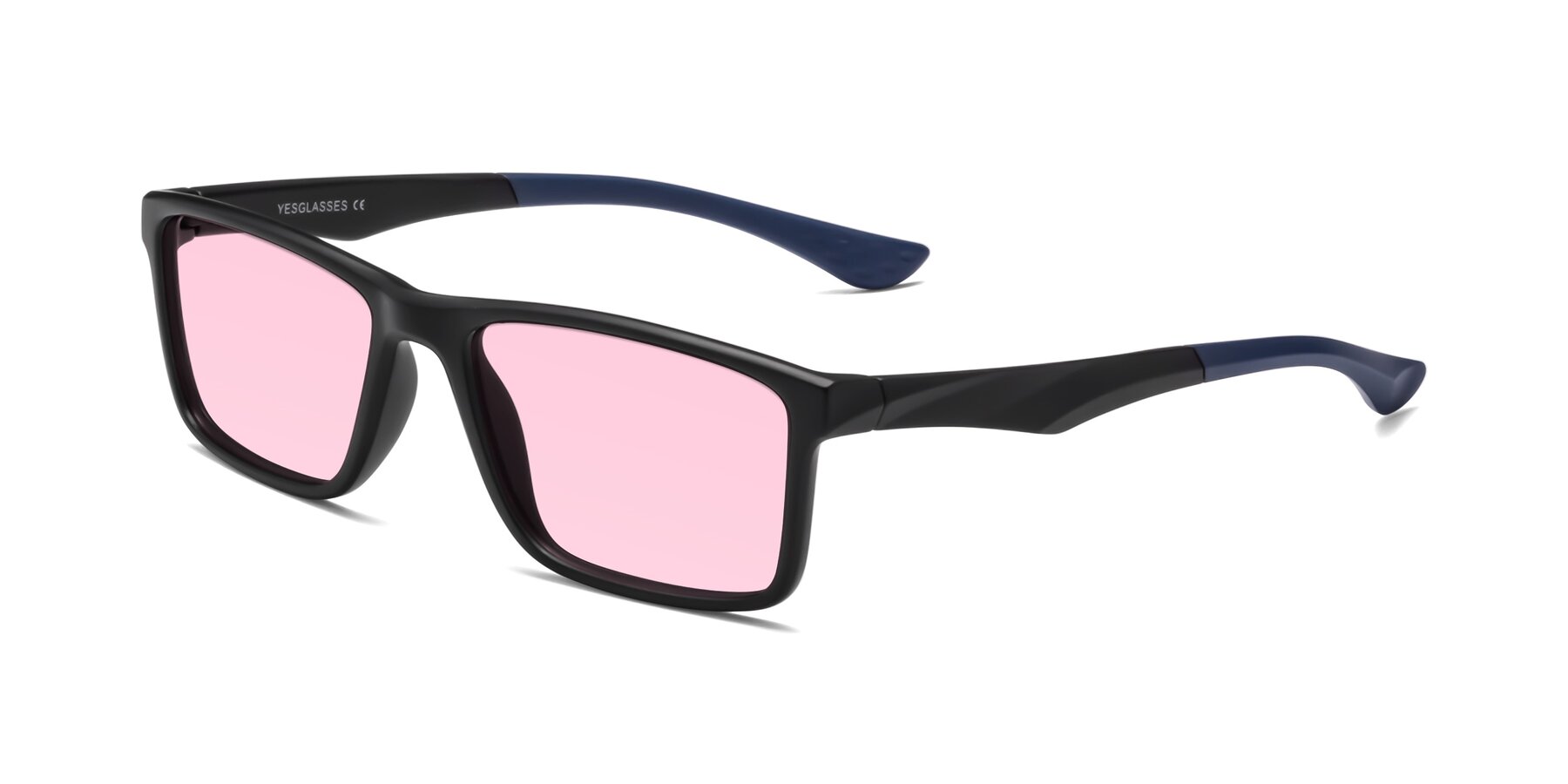 Angle of Engineer in Matte Black-Blue with Light Pink Tinted Lenses