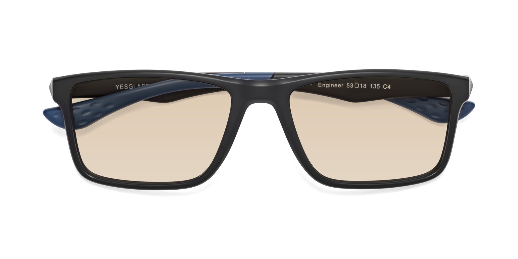 Folded Front of Engineer in Matte Black-Blue with Light Brown Tinted Lenses