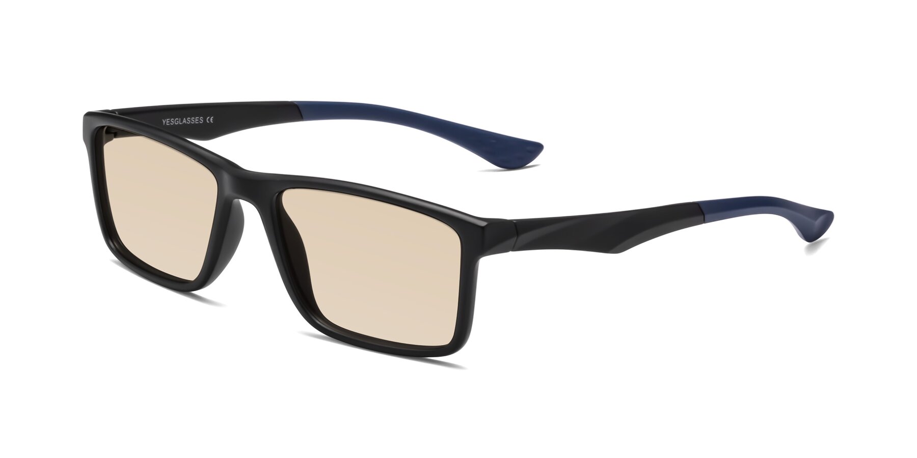 Angle of Engineer in Matte Black-Blue with Light Brown Tinted Lenses