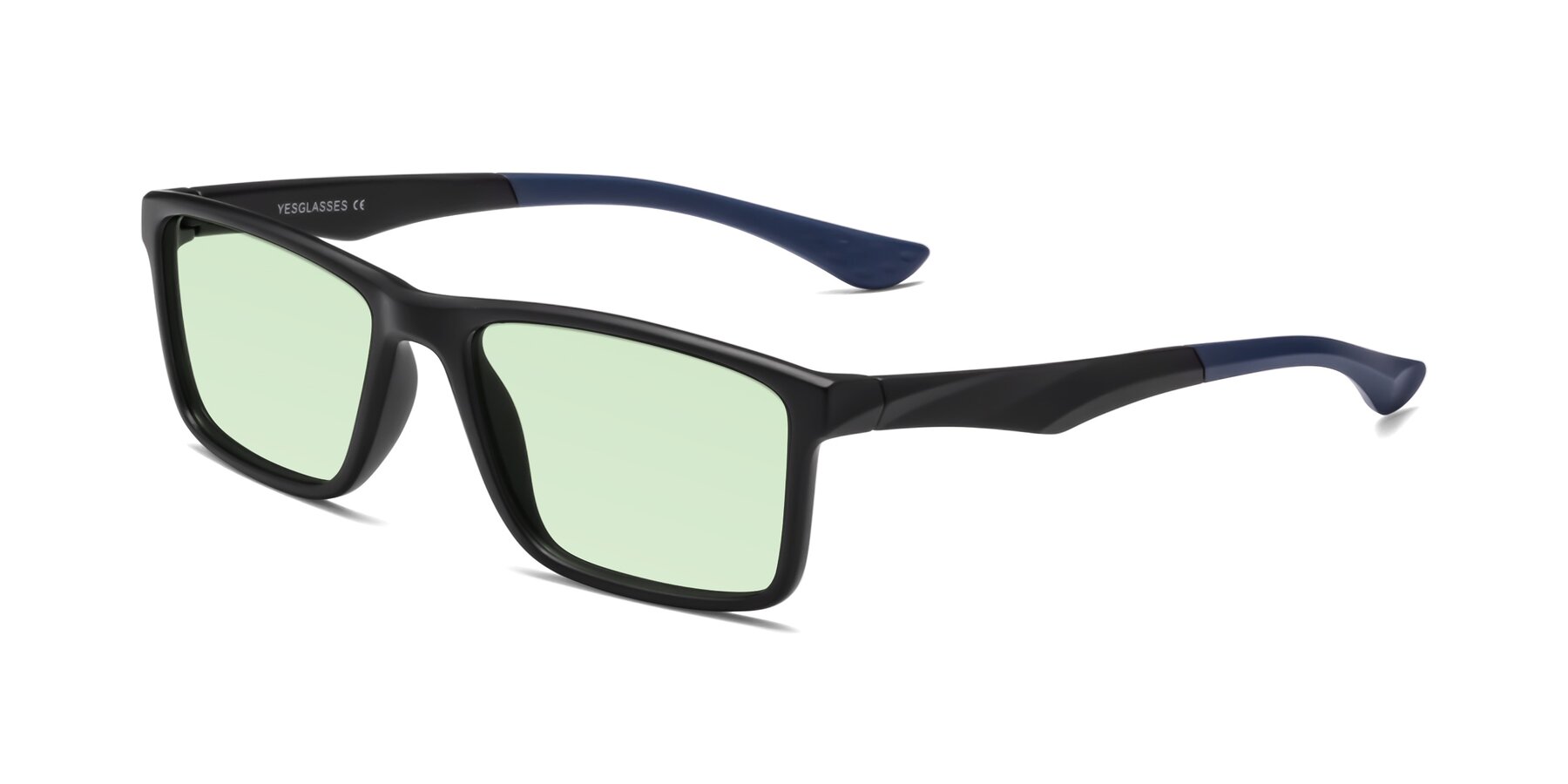 Angle of Engineer in Matte Black-Blue with Light Green Tinted Lenses