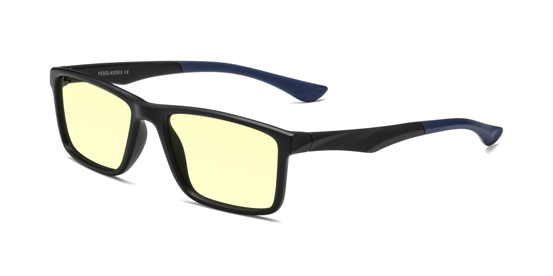 Angle of Engineer in Matte Black-Blue with Light Yellow Tinted Lenses