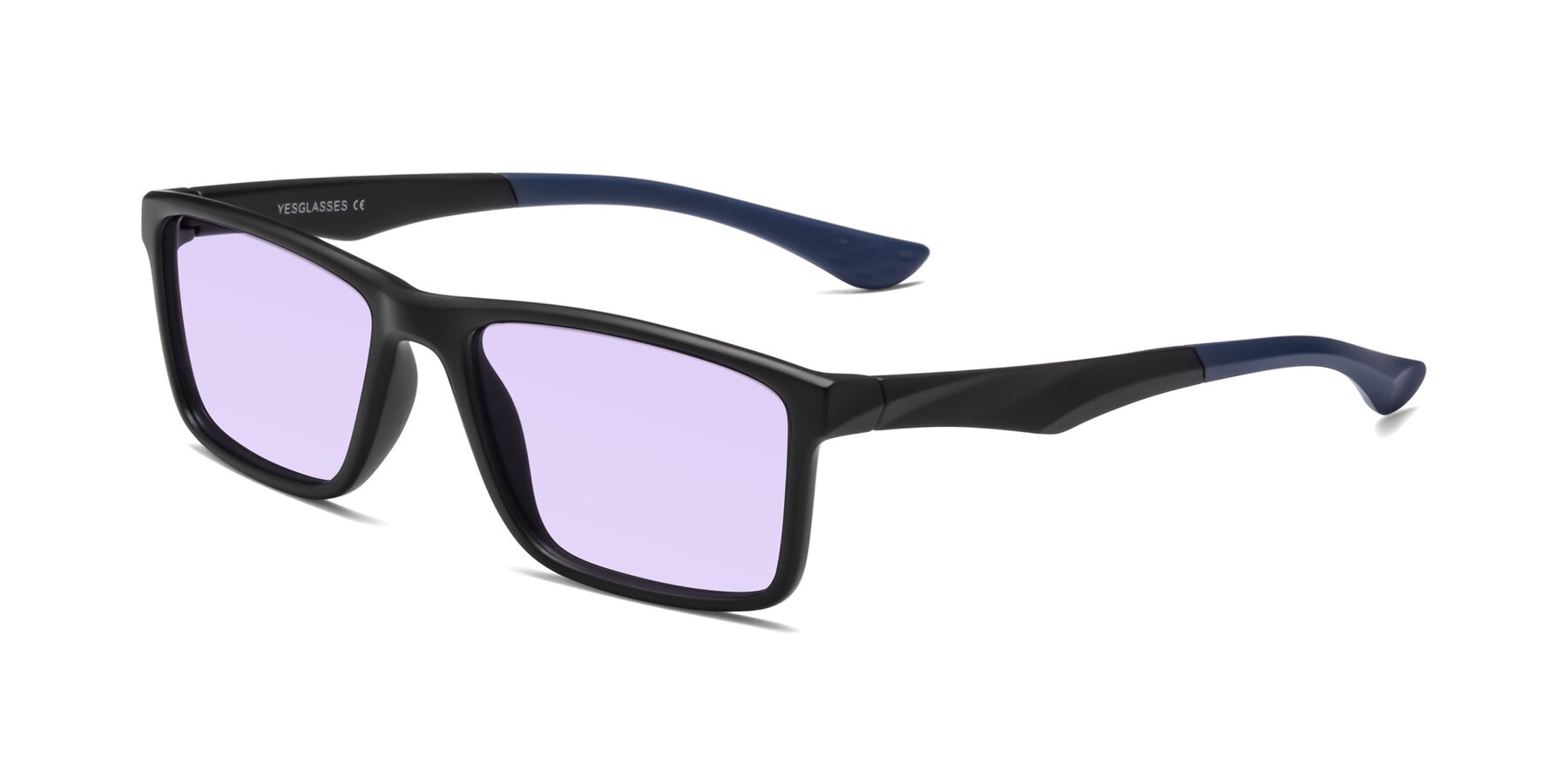 Angle of Engineer in Matte Black-Blue with Light Purple Tinted Lenses