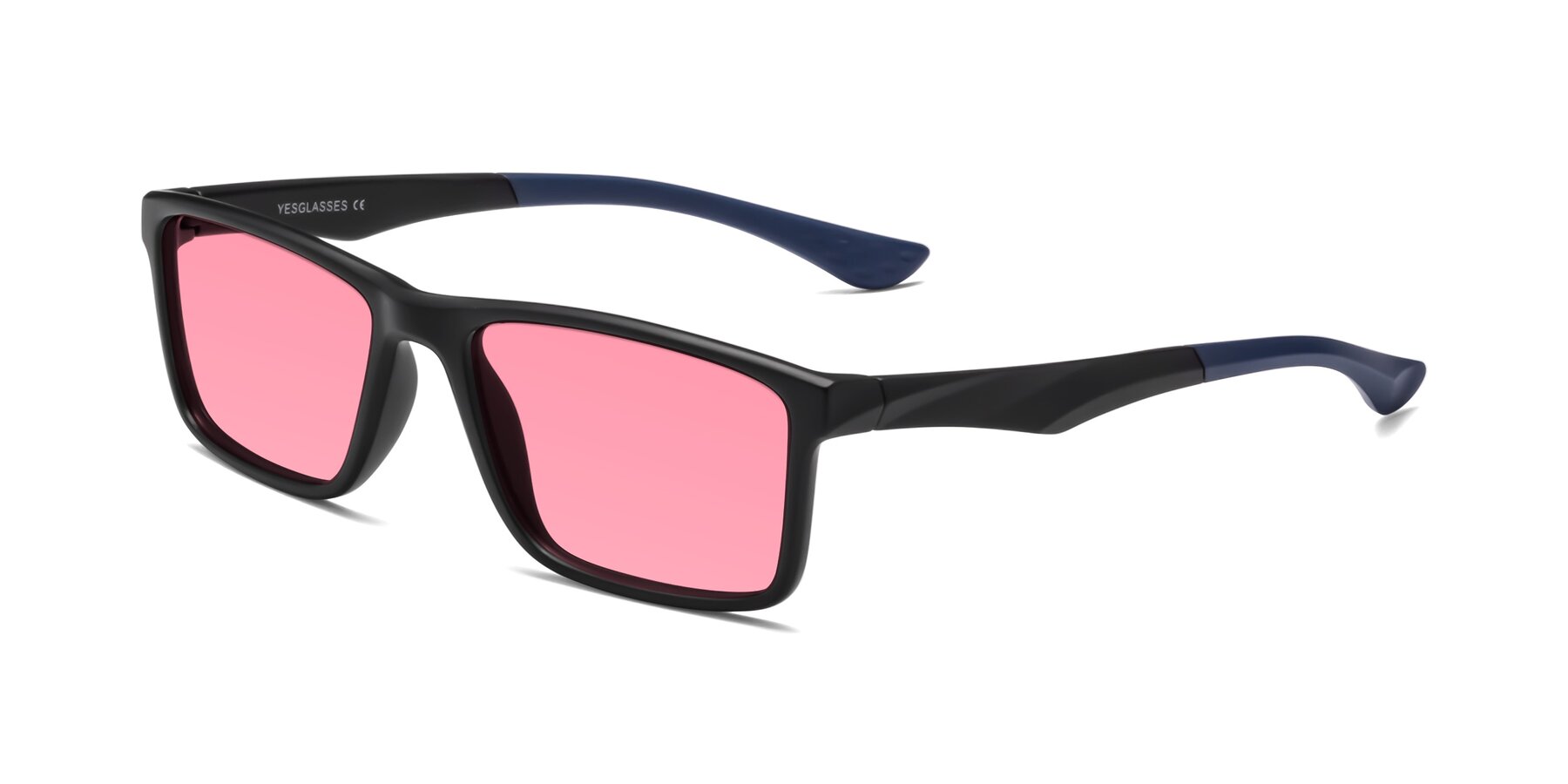Angle of Engineer in Matte Black-Blue with Pink Tinted Lenses